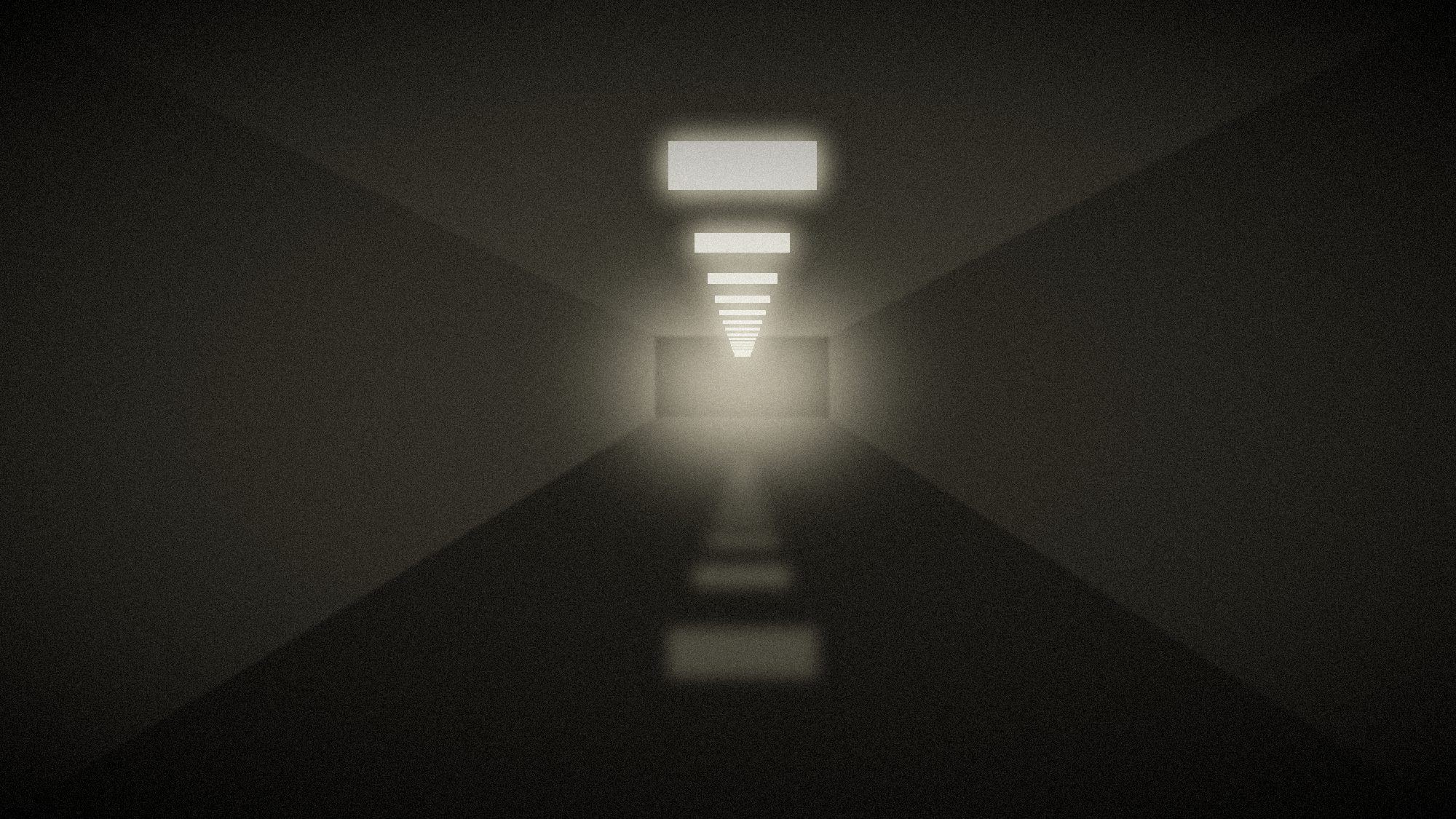 Placeholder still: corridor, warm fluorescent light.